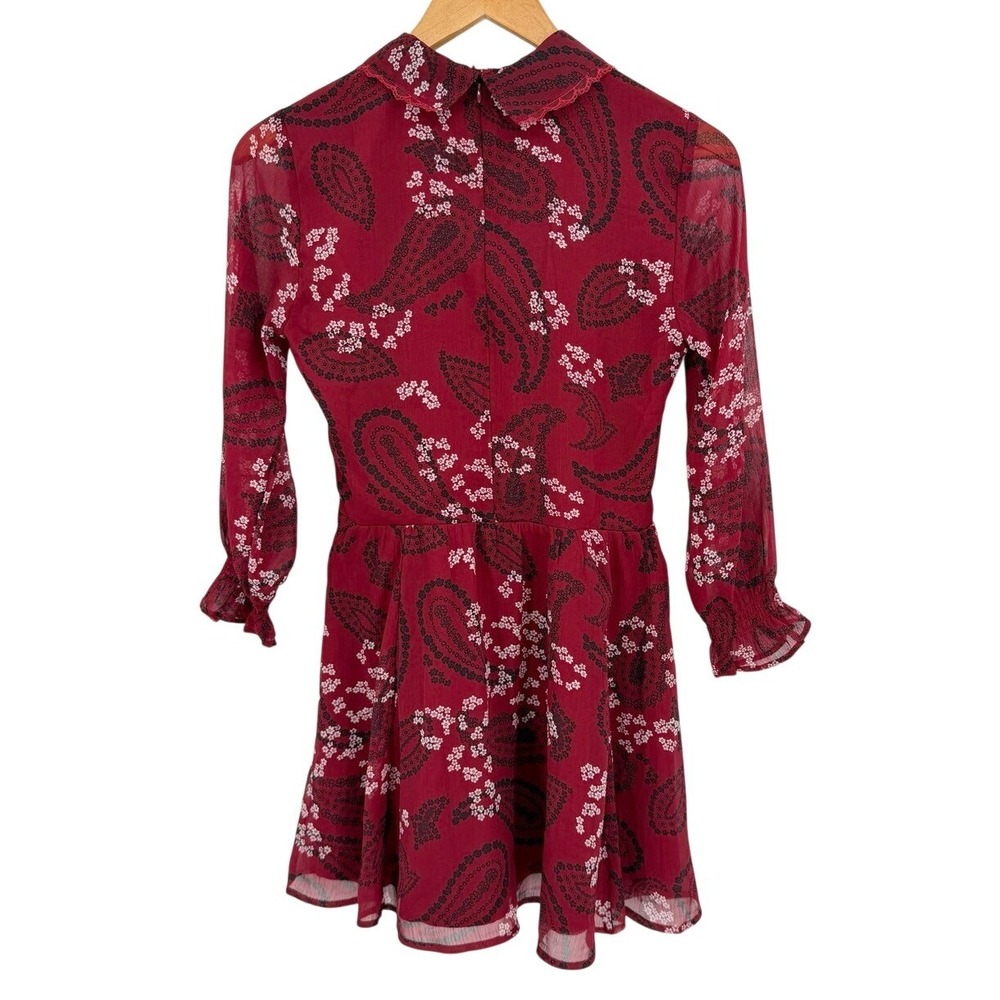 Abercrombie & Fitch Size Small Smocked Mini Dress Peter Pan Collar Dark Academia - Picture 3 of 8
